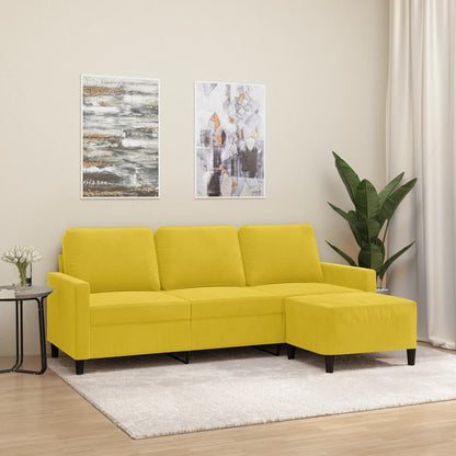 3-Personers Sofa Med Fodskammel 180 Cm Velour