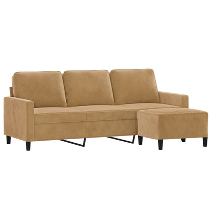 3-Personers Sofa Med Fodskammel 180 Cm Velour