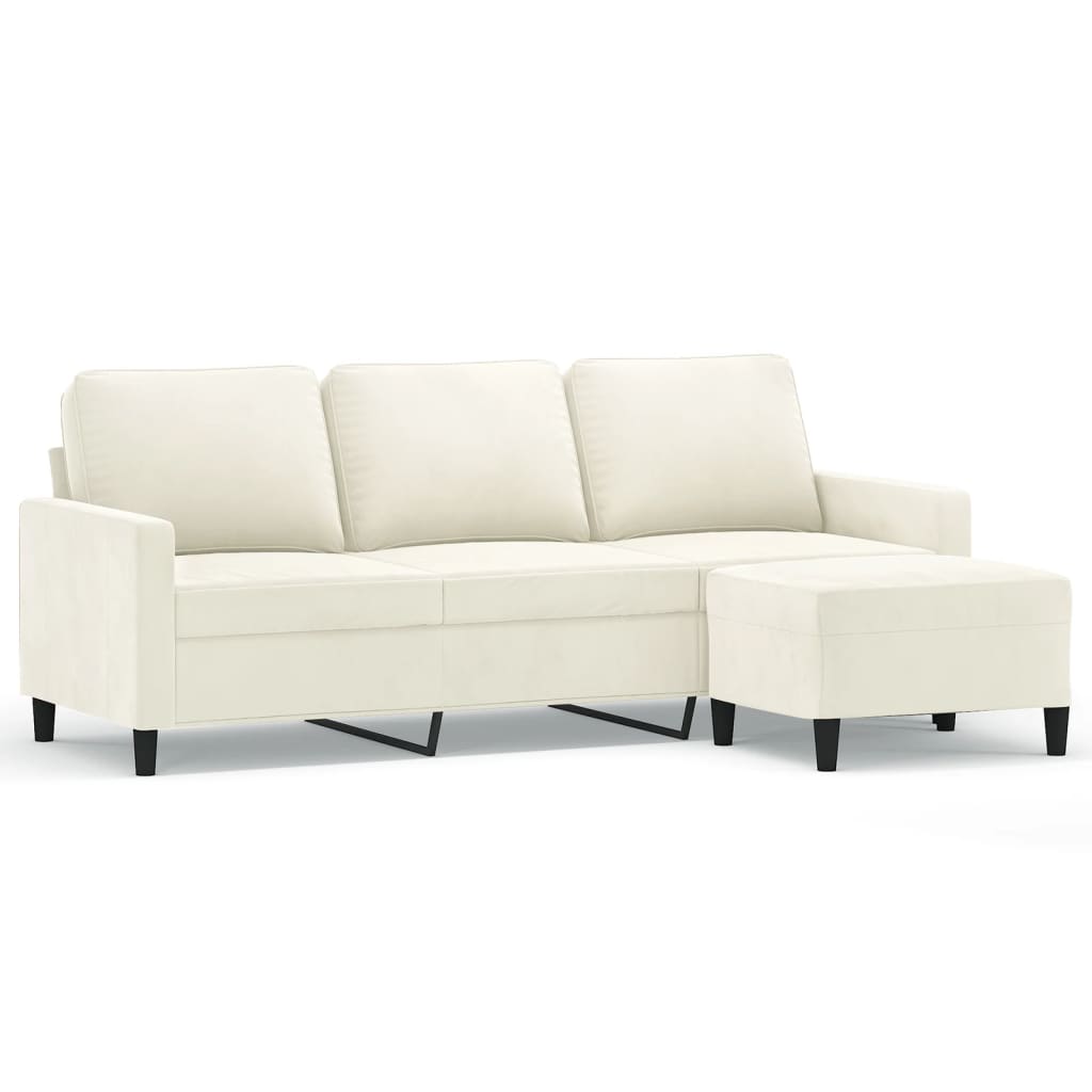 3-Personers Sofa Med Fodskammel 180 Cm Velour
