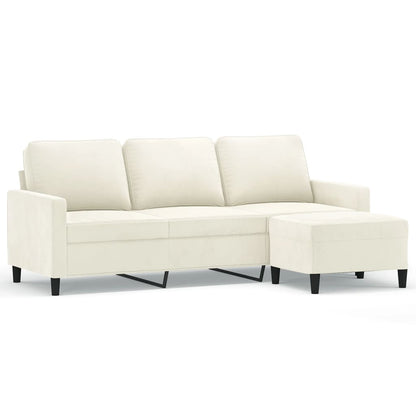 3-Personers Sofa Med Fodskammel 180 Cm Velour