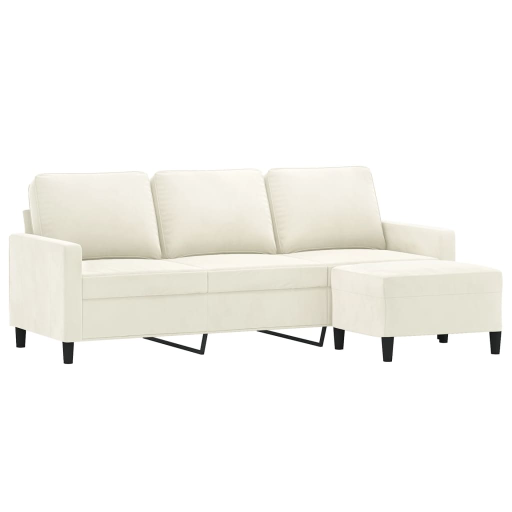 3-Personers Sofa Med Fodskammel 180 Cm Velour