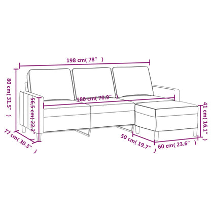 3-Personers Sofa Med Fodskammel 180 Cm Velour