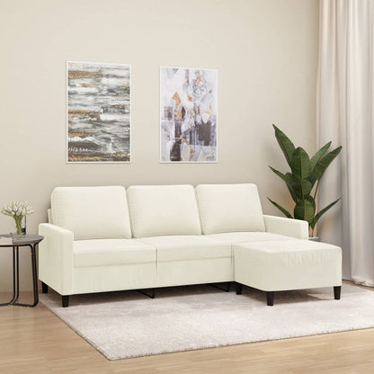 3-Personers Sofa Med Fodskammel 180 Cm Velour