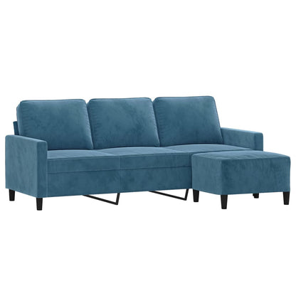 3-Personers Sofa Med Fodskammel 180 Cm Velour