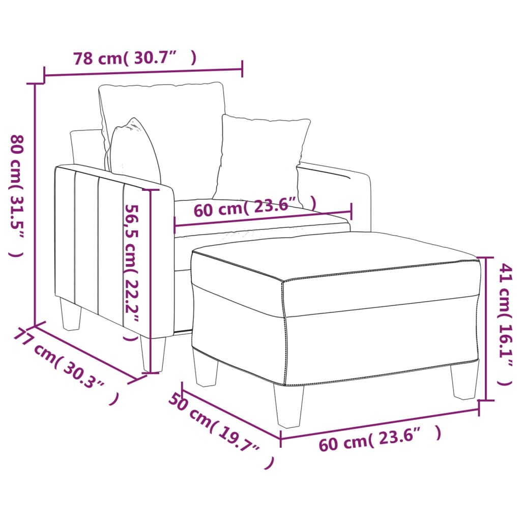 Sofastol Med Fodskammel 60 Cm Stof