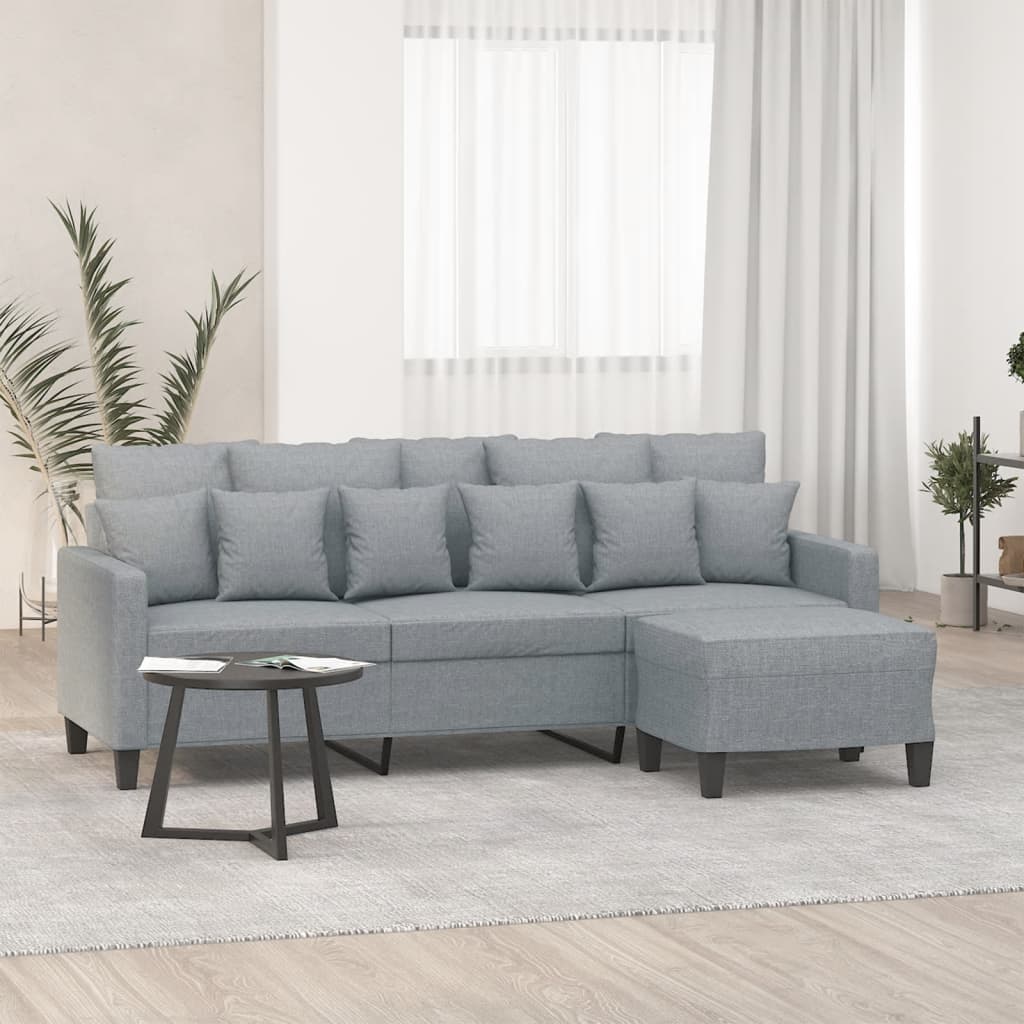 3-Personers Sofa Med Fodskammel 180 Cm Stof
