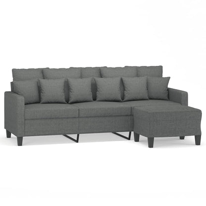 3-Personers Sofa Med Fodskammel 180 Cm Stof