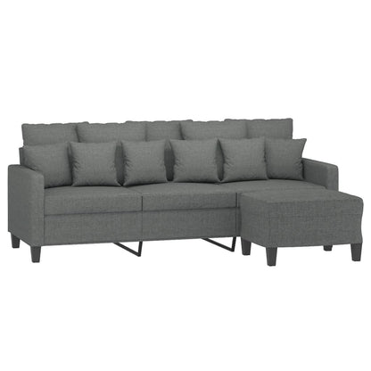 3-Personers Sofa Med Fodskammel 180 Cm Stof