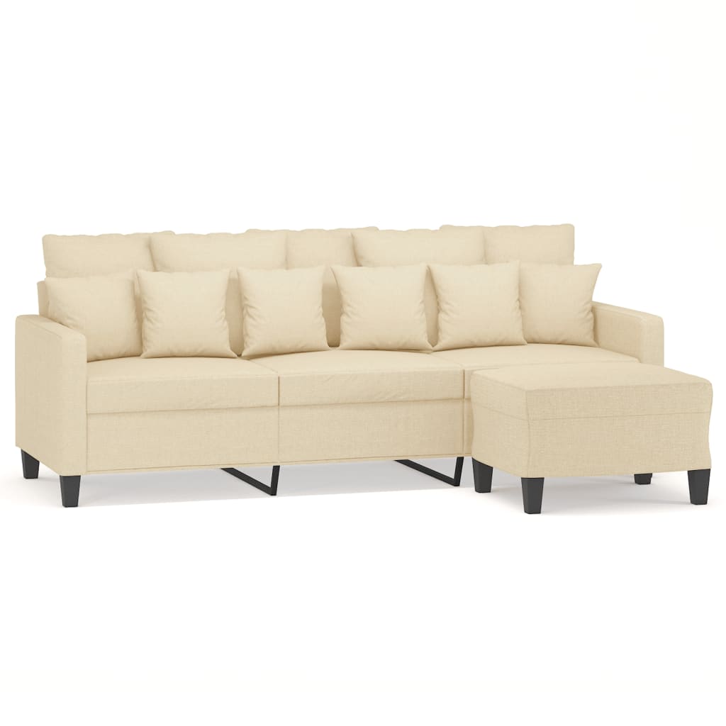 3-Personers Sofa Med Fodskammel 180 Cm Stof