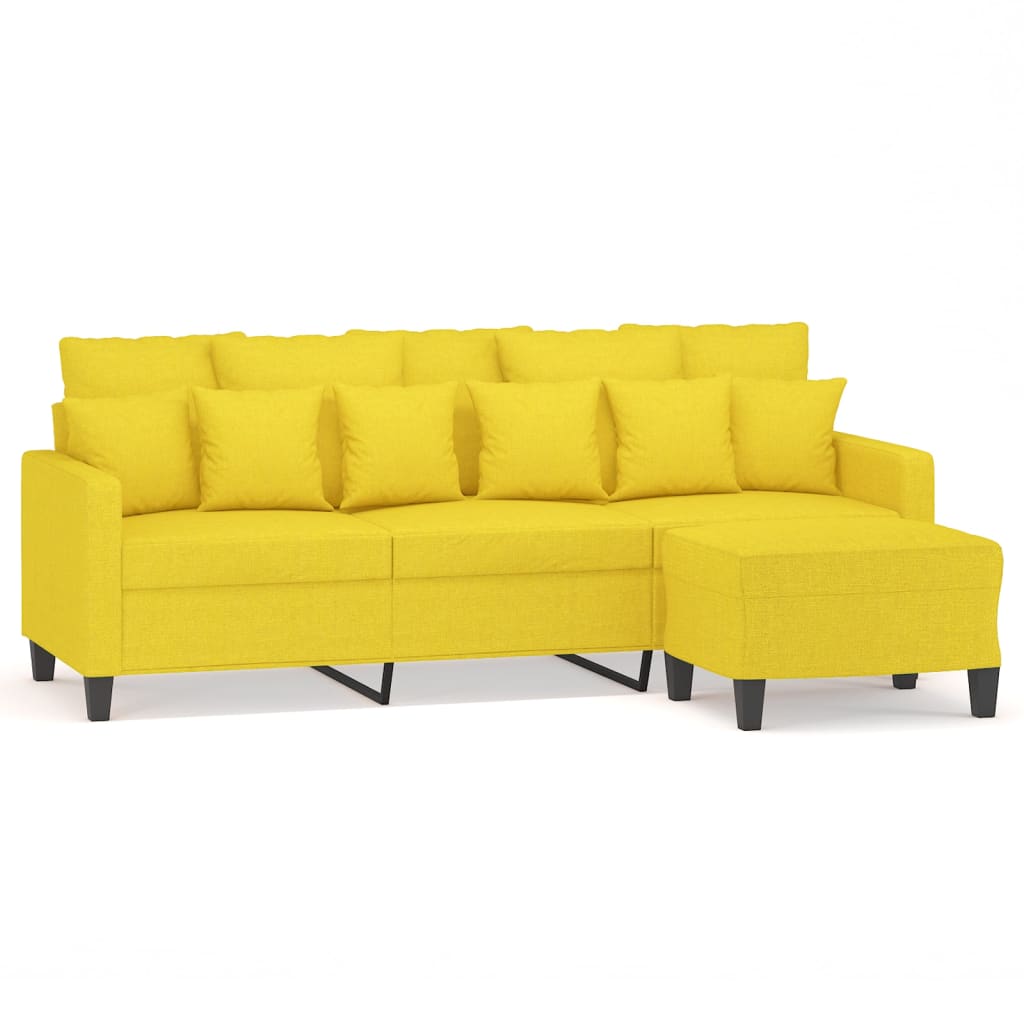 3-Personers Sofa Med Fodskammel 180 Cm Stof