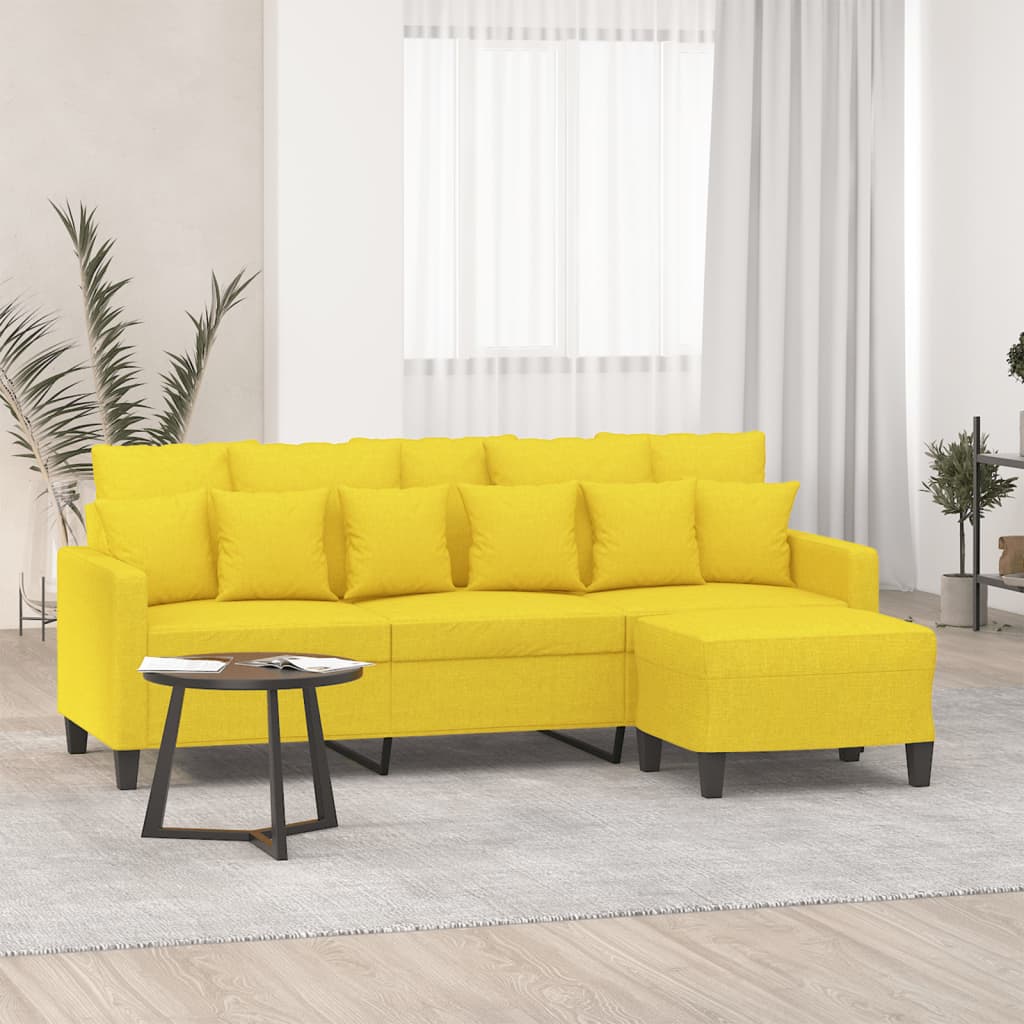 3-Personers Sofa Med Fodskammel 180 Cm Stof
