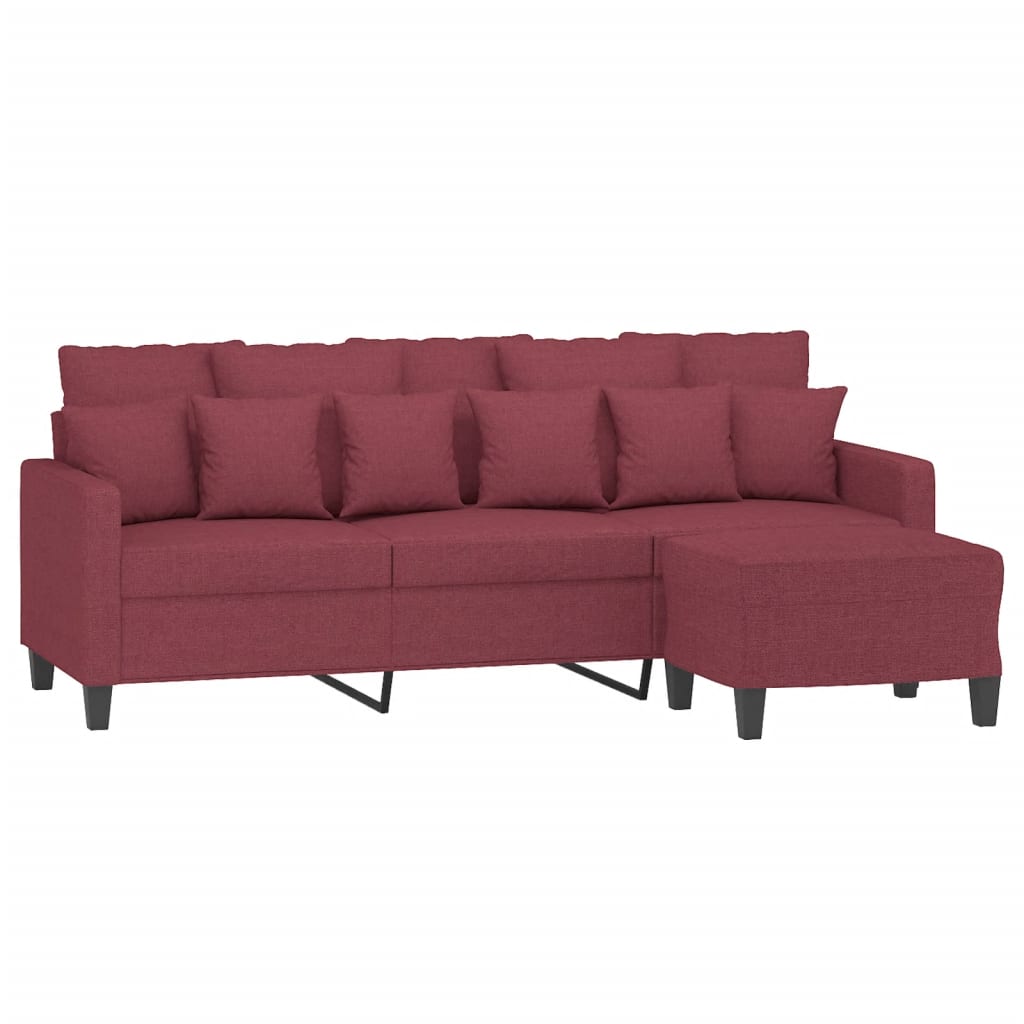 3-Personers Sofa Med Fodskammel 180 Cm Stof