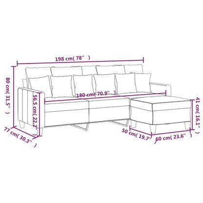 3-Personers Sofa Med Fodskammel 180 Cm Stof