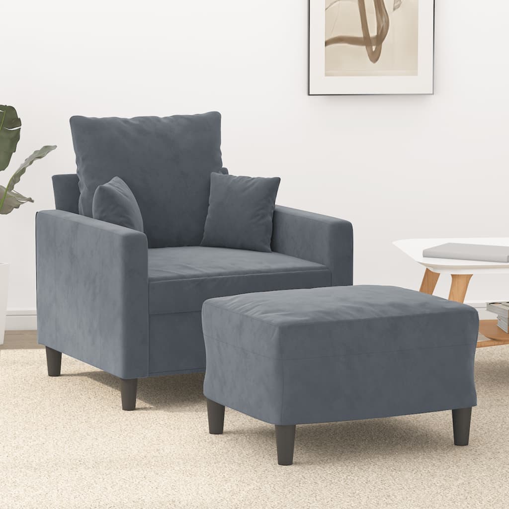Sofastol Med Fodskammel 60 Cm Velour