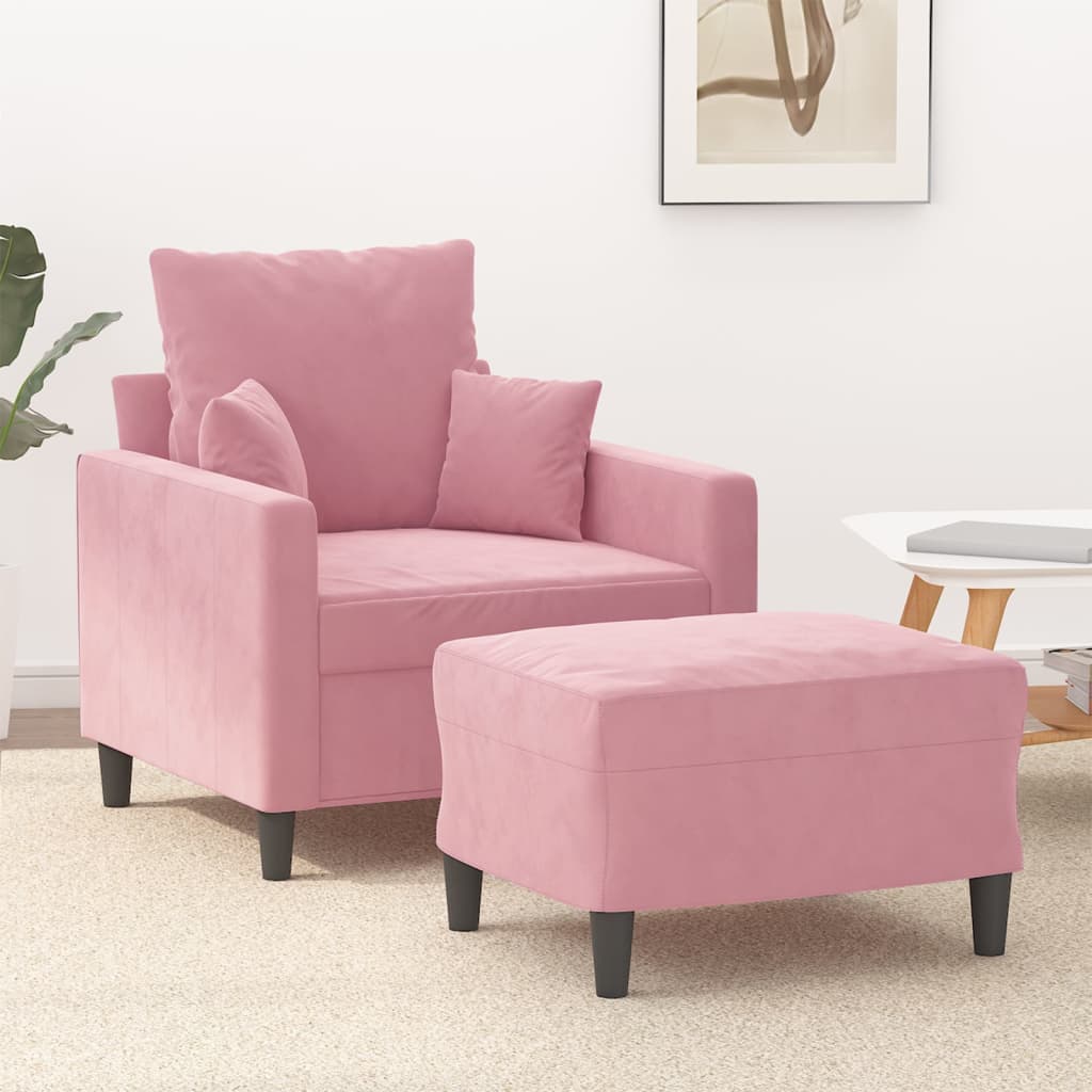 Sofastol Med Fodskammel 60 Cm Velour