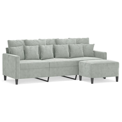 3-Personers Sofa Med Fodskammel 180 Cm Velour