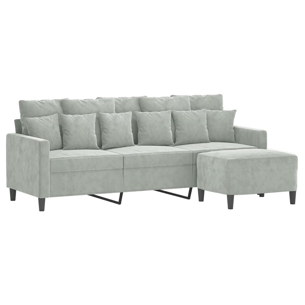 3-Personers Sofa Med Fodskammel 180 Cm Velour