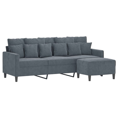 3-Personers Sofa Med Fodskammel 180 Cm Velour