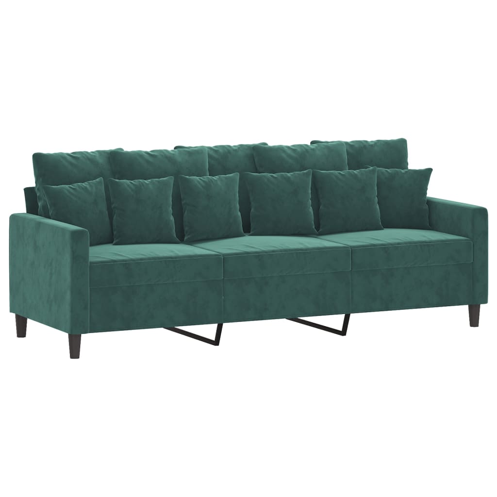 3-Personers Sofa Med Fodskammel 180 Cm Velour