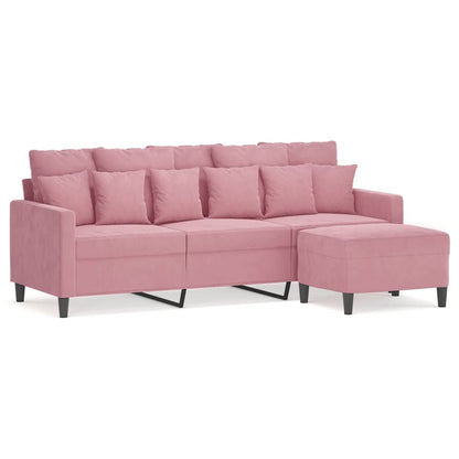 3-Personers Sofa Med Fodskammel 180 Cm Velour