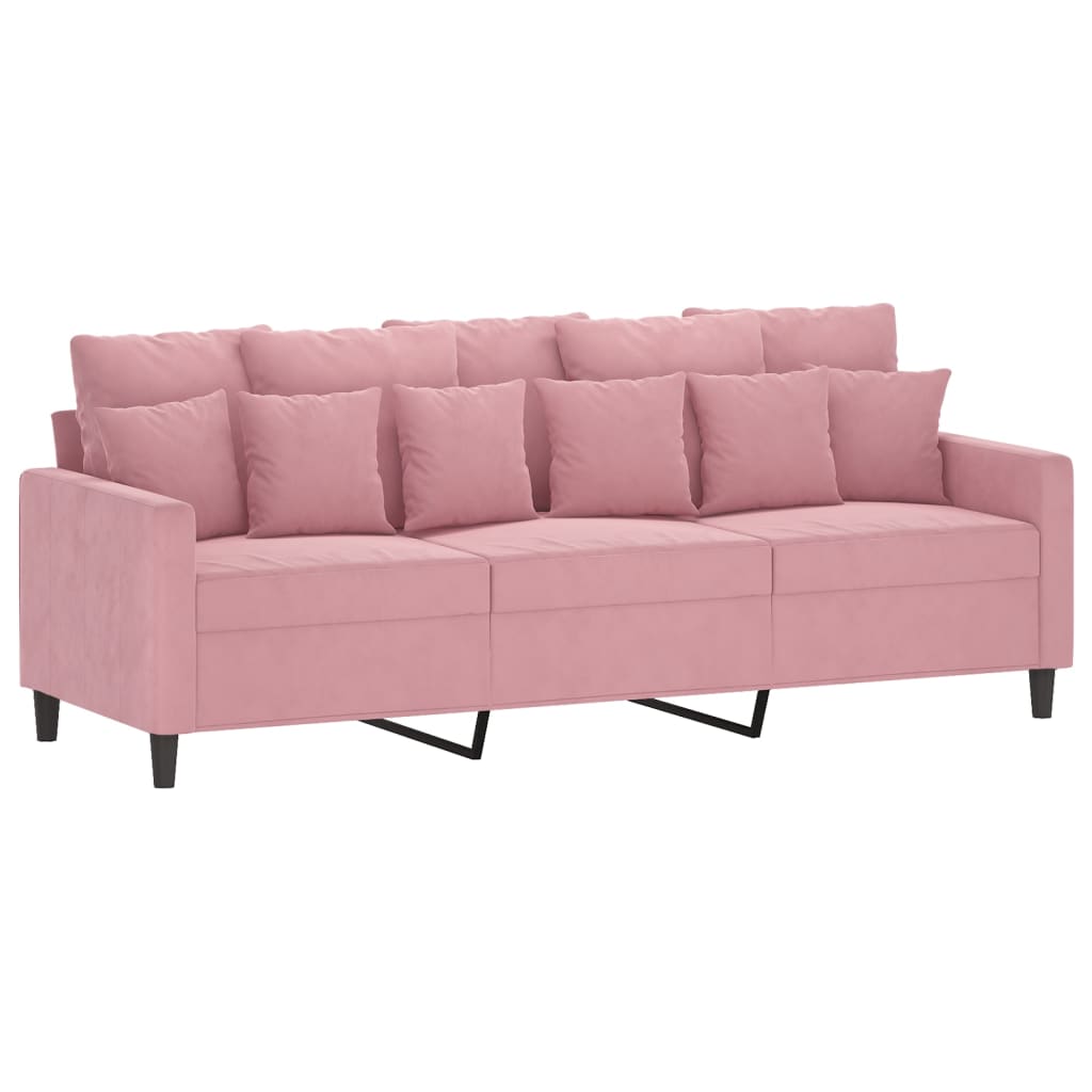 3-Personers Sofa Med Fodskammel 180 Cm Velour