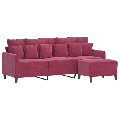 3-Personers Sofa Med Fodskammel 180 Cm Velour