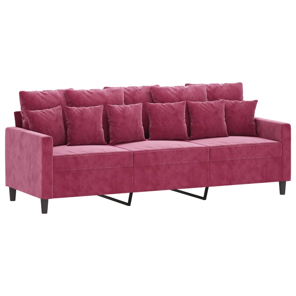 3-Personers Sofa Med Fodskammel 180 Cm Velour