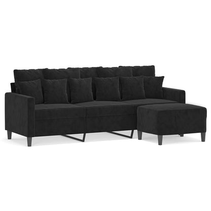 3-Personers Sofa Med Fodskammel 180 Cm Velour