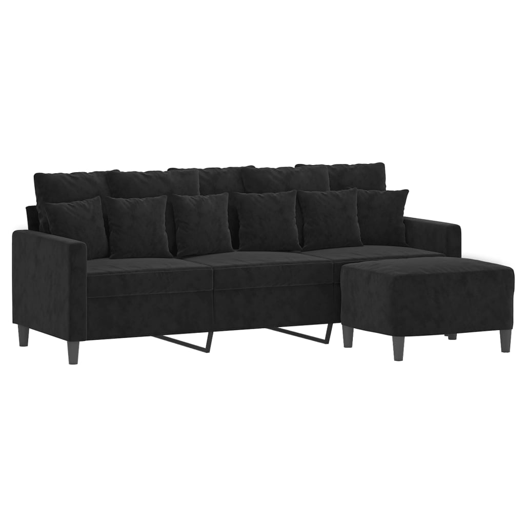 3-Personers Sofa Med Fodskammel 180 Cm Velour