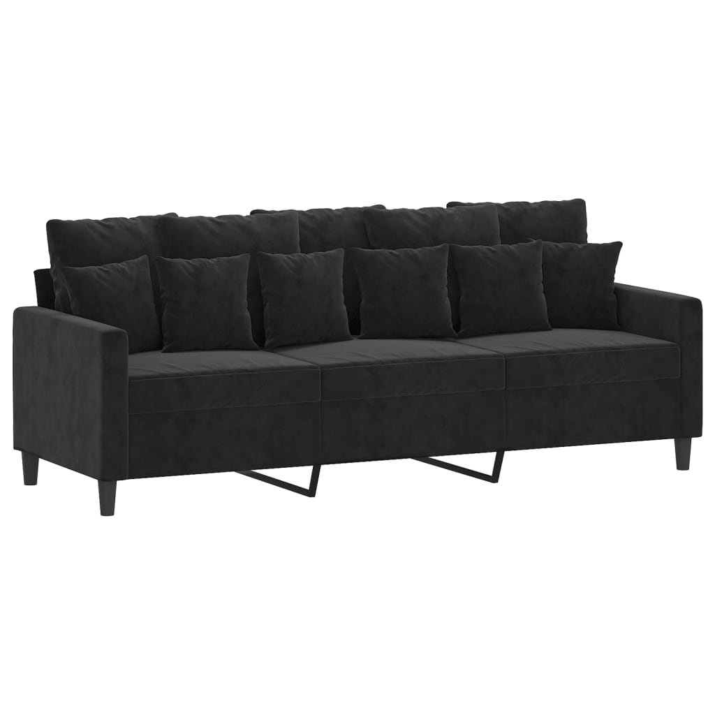 3-Personers Sofa Med Fodskammel 180 Cm Velour