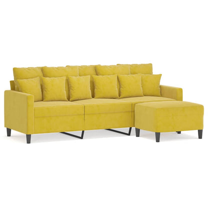 3-Personers Sofa Med Fodskammel 180 Cm Velour