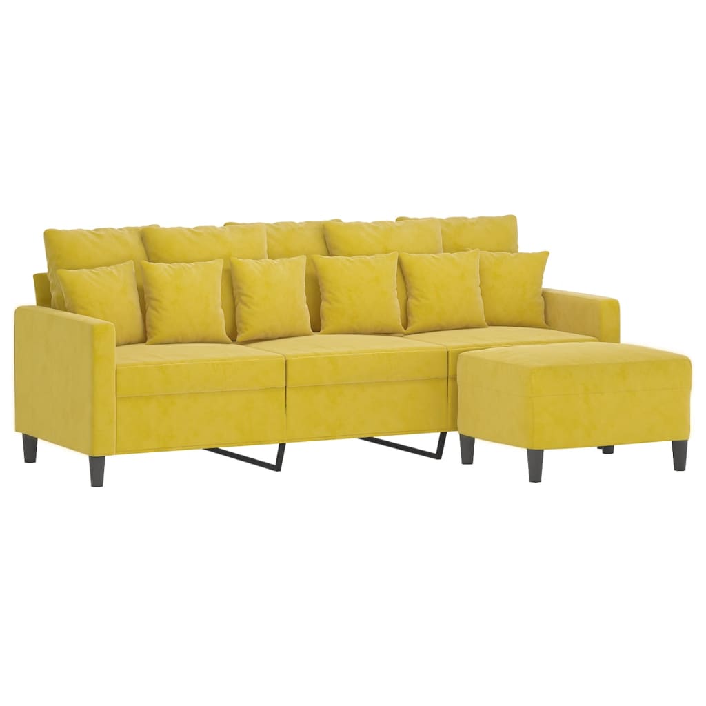 3-Personers Sofa Med Fodskammel 180 Cm Velour