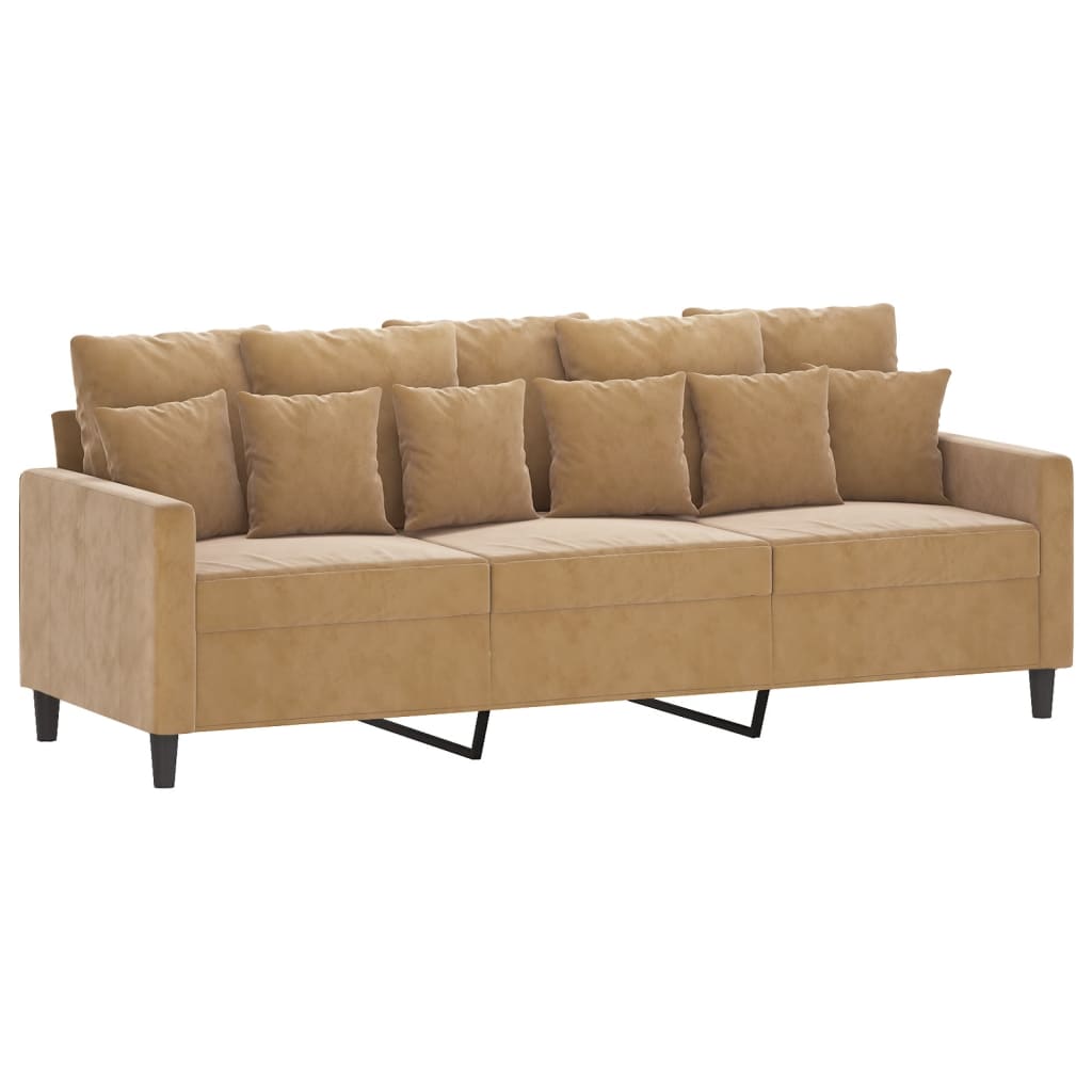 3-Personers Sofa Med Fodskammel 180 Cm Velour
