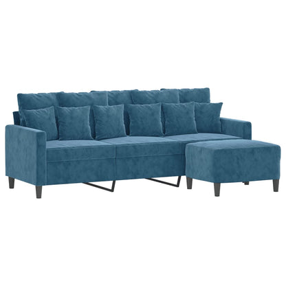 3-Personers Sofa Med Fodskammel 180 Cm Velour