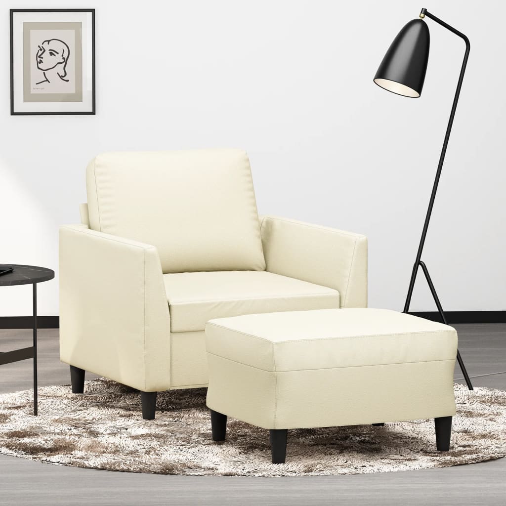 Sofastol med Fodskammel 60 Cm Kunstlæder