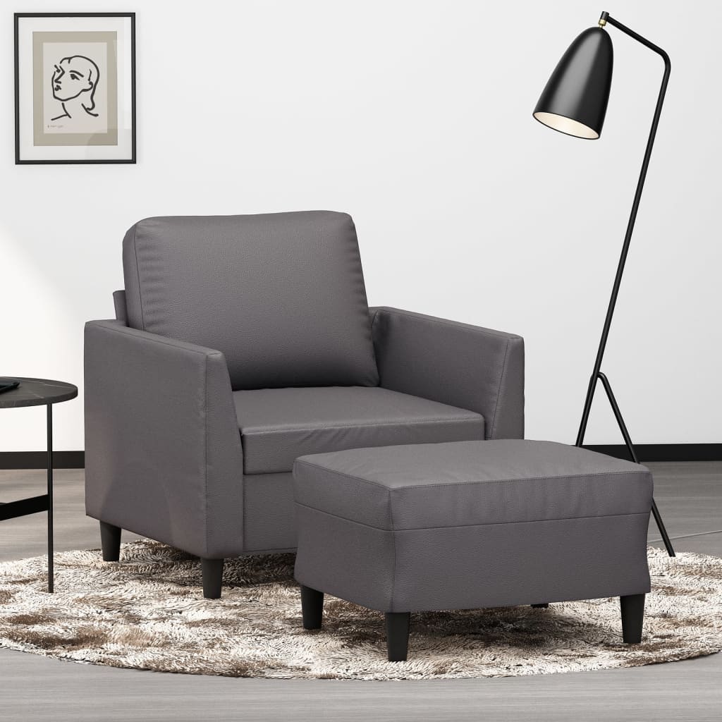 Sofastol med Fodskammel 60 Cm Kunstlæder