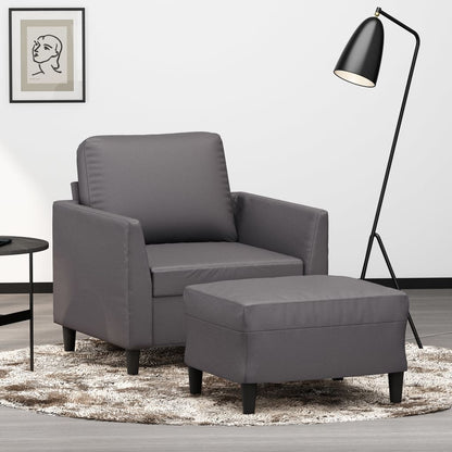 Sofastol med Fodskammel 60 Cm Kunstlæder
