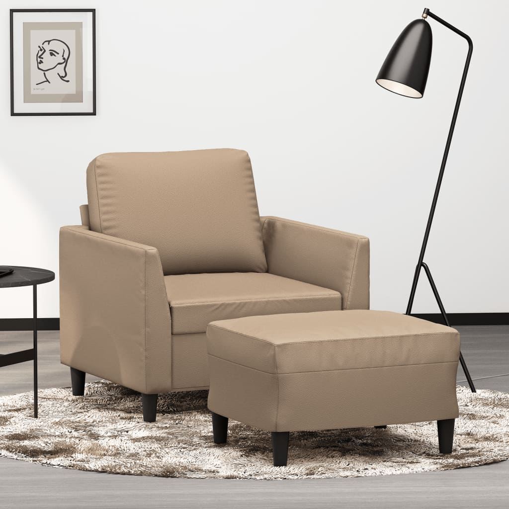 Sofastol med Fodskammel 60 Cm Kunstlæder