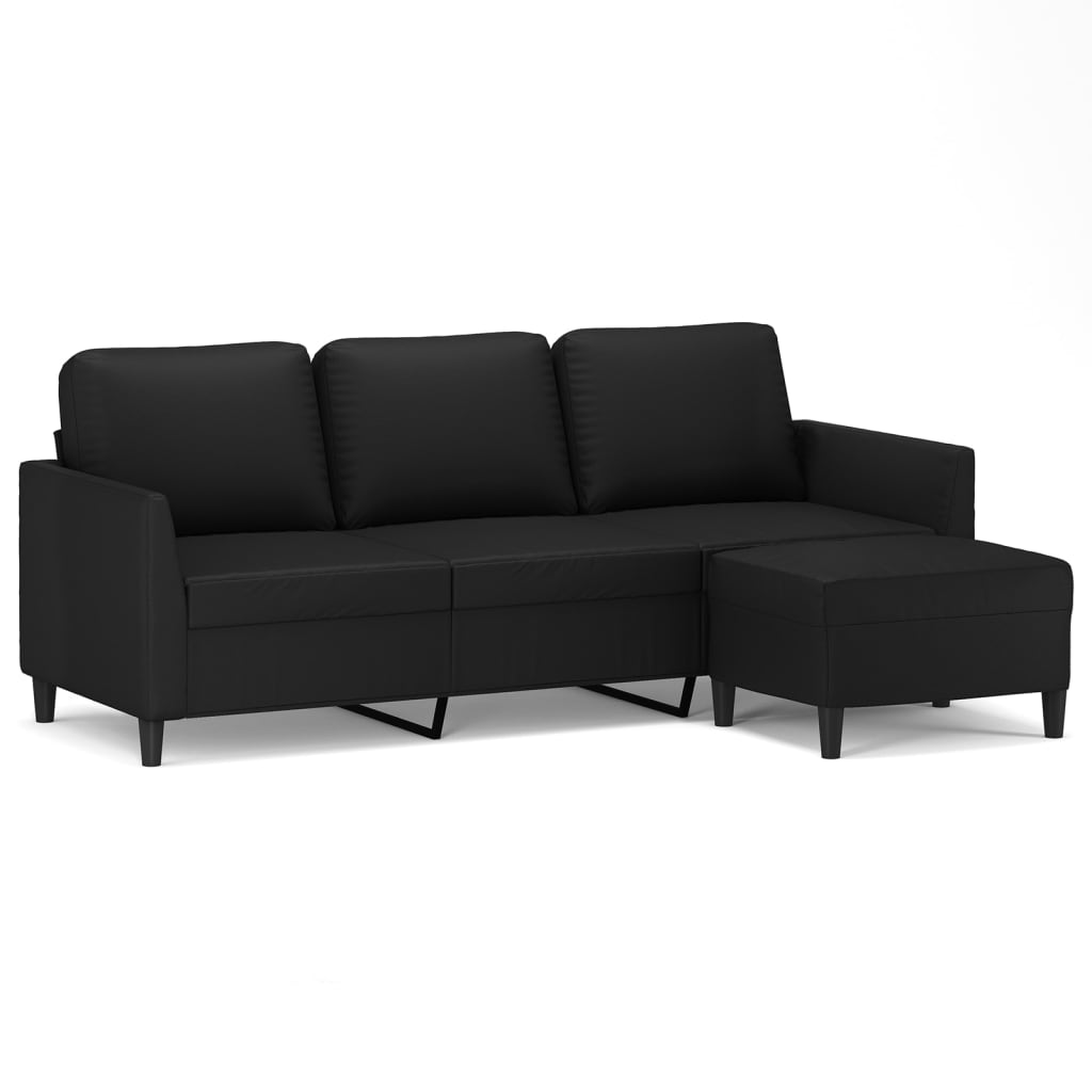 3-personers Sofa med Fodskammel 180 Cm Kunstlæder - billede 2
