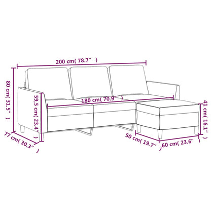 3-personers Sofa med Fodskammel 180 Cm Kunstlæder - billede 7