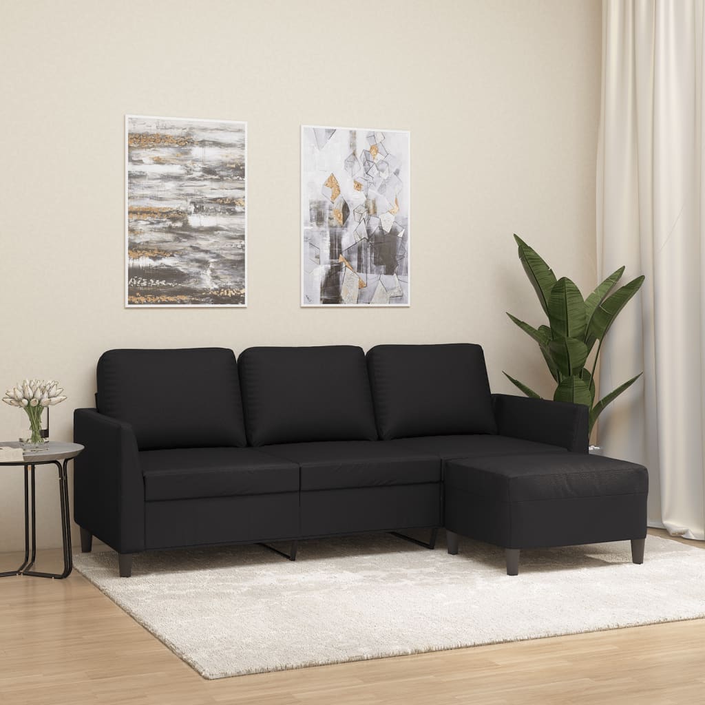 3-personers Sofa med Fodskammel 180 Cm Kunstlæder - hovedbillede