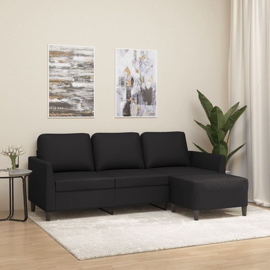 3-personers Sofa med Fodskammel 180 Cm Kunstlæder - hovedbillede
