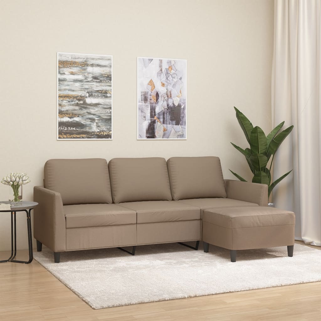 3-personers Sofa med Fodskammel 180 Cm Kunstlæder