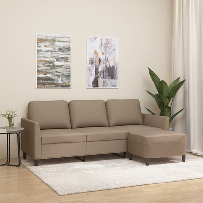 3-personers Sofa med Fodskammel 180 Cm Kunstlæder