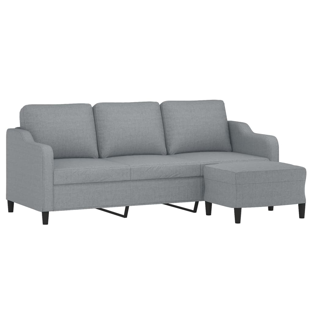 3-Personers Sofa Med Fodskammel 180 Cm Stof