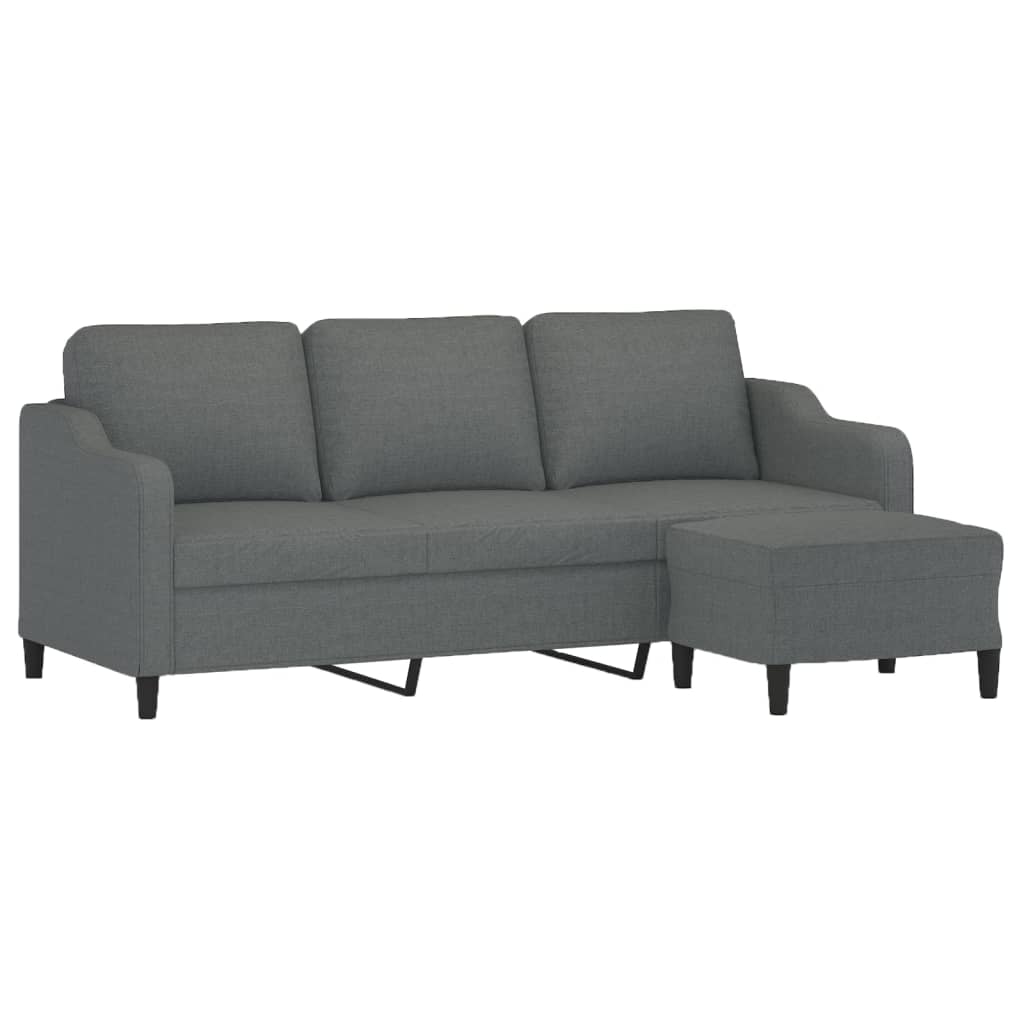 3-Personers Sofa Med Fodskammel 180 Cm Stof