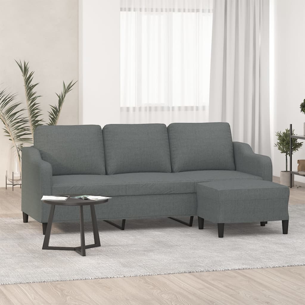 3-Personers Sofa Med Fodskammel 180 Cm Stof