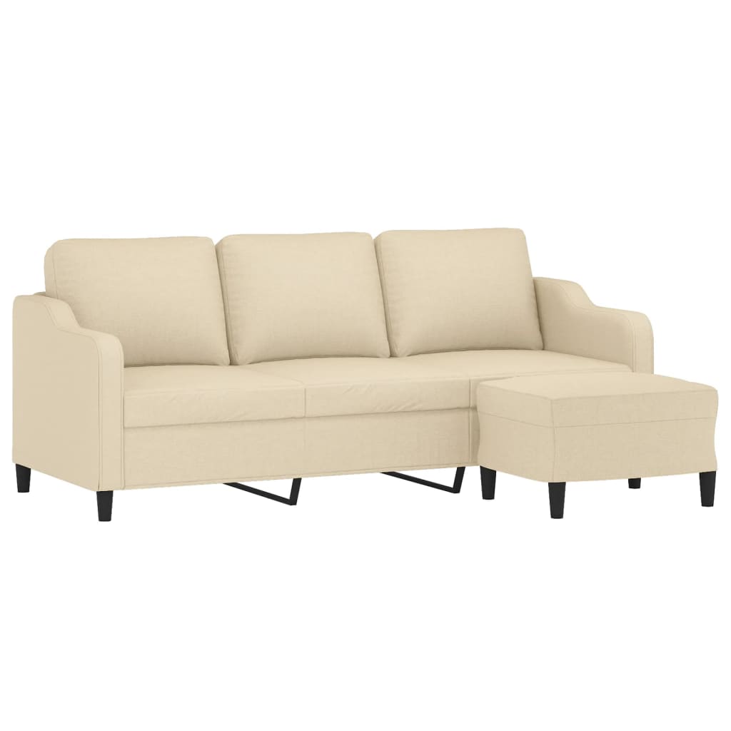 3-Personers Sofa Med Fodskammel 180 Cm Stof