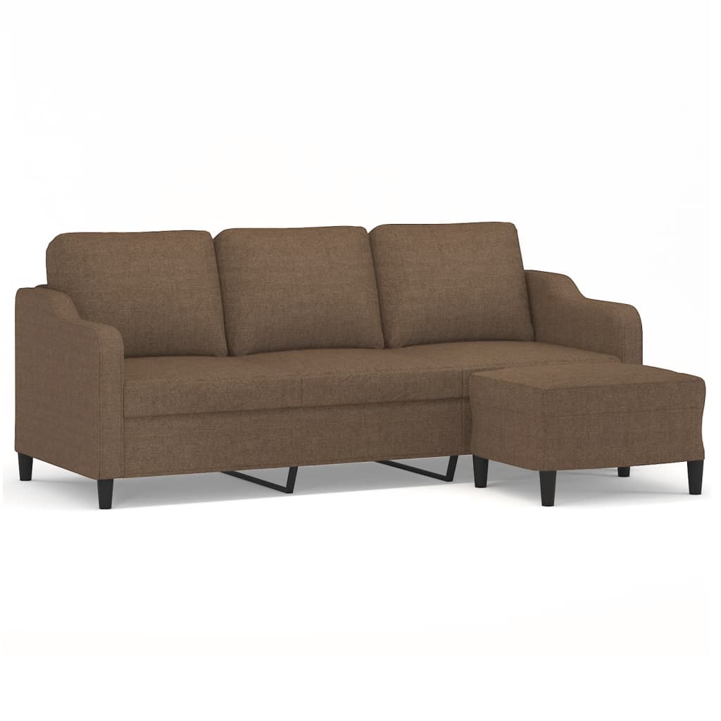 3-Personers Sofa Med Fodskammel 180 Cm Stof