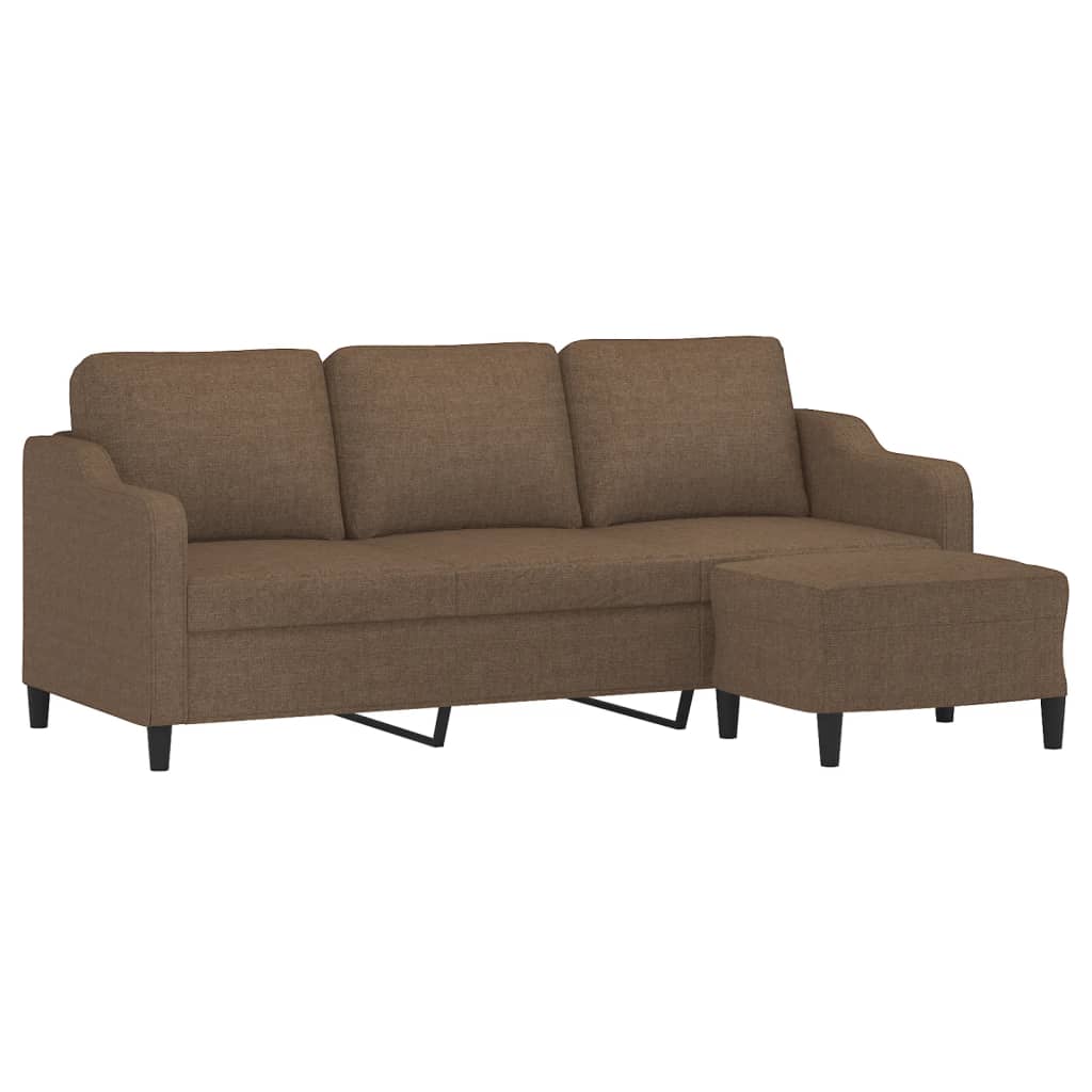 3-Personers Sofa Med Fodskammel 180 Cm Stof